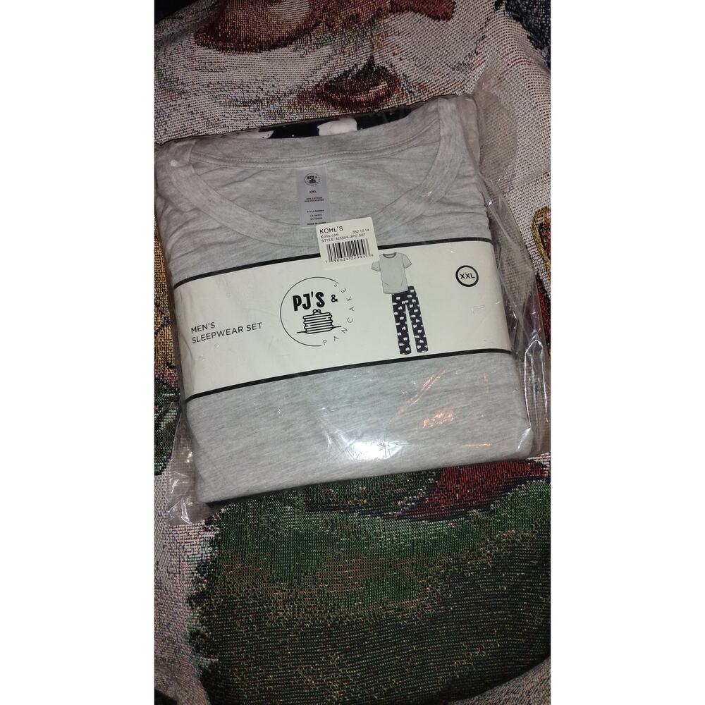 PJ’s & Pancakes Men’s XXL Gray Top and Bear Unisex Pajama Pants Set New Packaged